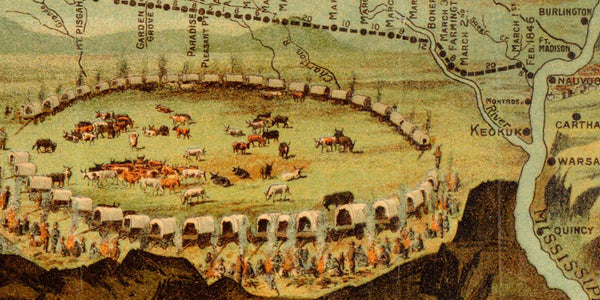 Utah, 1846-1847, Route of the Mormon Pioneers, Panoramic Pictorial Map (I)