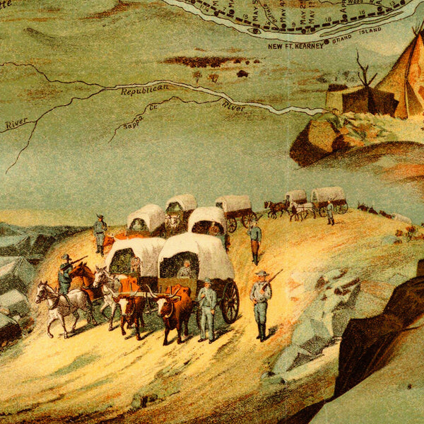 Utah, 1846-1847, Route of the Mormon Pioneers, Panoramic Pictorial Map (I)