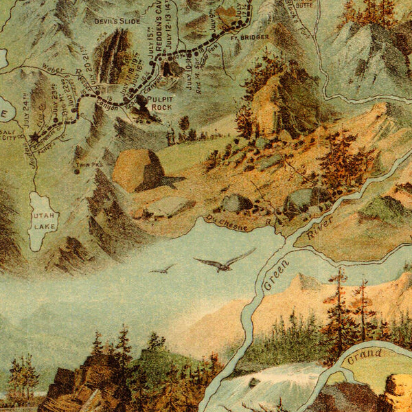 Utah, 1846-1847, Route of the Mormon Pioneers, Panoramic Pictorial Map (I)