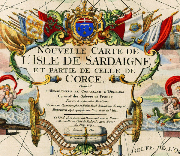 Sardinia, 1719, Sardegna, Sardigna, Sardaigne, Michelot & Bremond Map