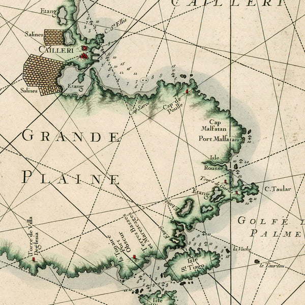 Sardinia, 1719, Sardegna, Sardigna, Sardaigne, Michelot & Bremond Map