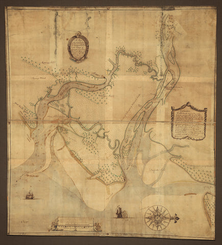Savannah, 1751, Savannah River, Tybee Island, Georgia, Old Manuscript Map