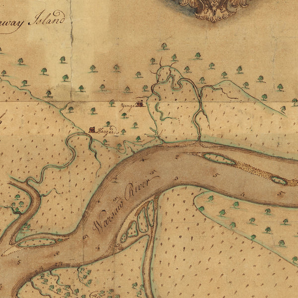 Savannah, 1751, Savannah River, Tybee Island, Georgia, Old Manuscript Map