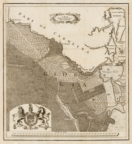 Savannah, 1740, Savannah County, Georgia, Oglethorpe, Old Map