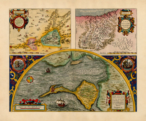 Spain, 1584, Cadiz, Carpetania, Gipuzkoa, Ortelius Map (I)