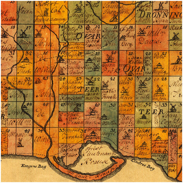 Caribbean, 1754, St. Croix, Virgin Islands, USVI, Old Danish Map