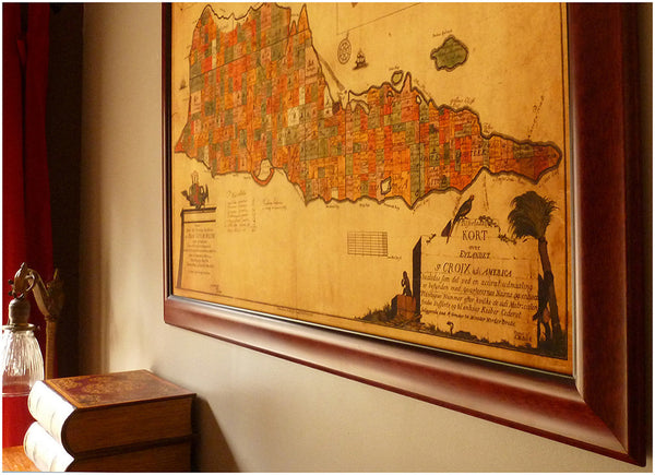 Caribbean, 1754, St. Croix, Virgin Islands, USVI, Old Danish Map