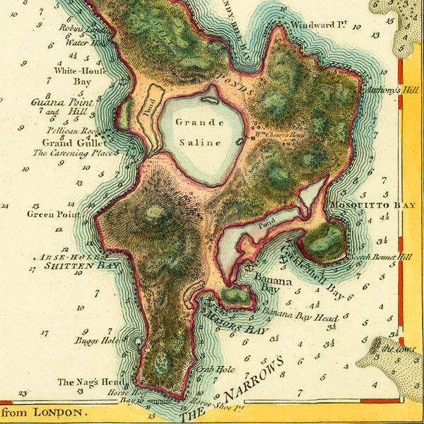 Caribbean, 1794, St. Kitts, St. Christopher, Nevis, Old Map