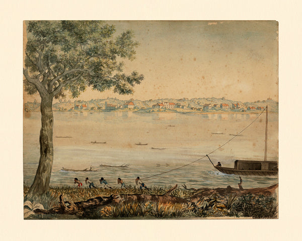 Missouri, 1824, St. Charles, Mo., Missouri River, Watercolor View