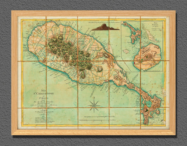 Caribbean, 1779, St. Kitts, St. Christopher, Nevis, Old Map
