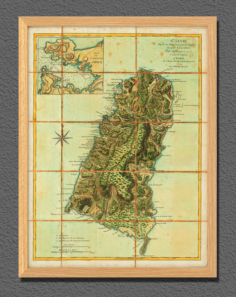 Caribbean, 1779, St. Lucia, Ste. Lucie, Old Map