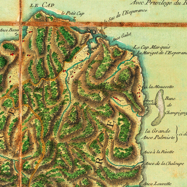 Caribbean, 1779, St. Lucia, Ste. Lucie, Old Map