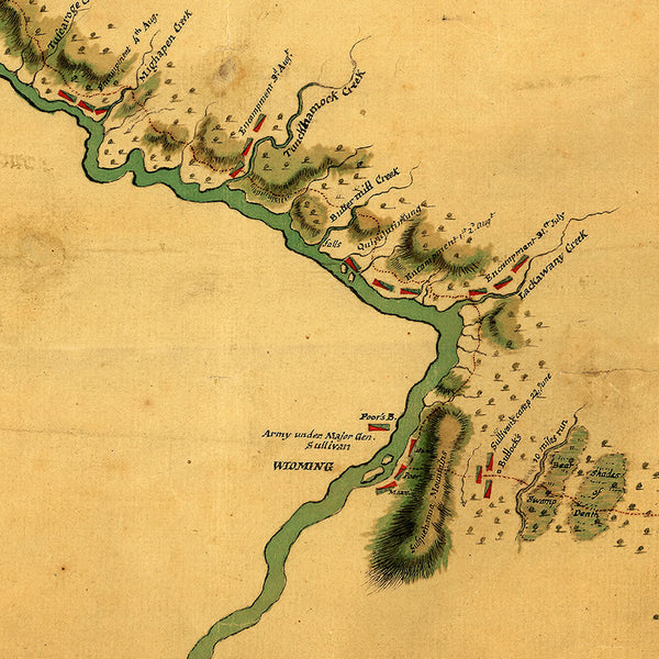 New York, 1779, Finger Lakes, Sullivan Expedition, Iroquois Confederacy, Old Map