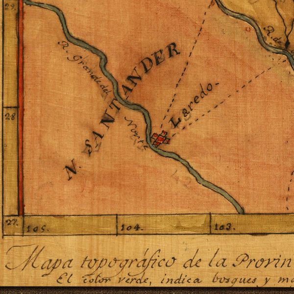 Texas, 1822, Mapa Topografico, Stephen F. Austin Manuscript Map