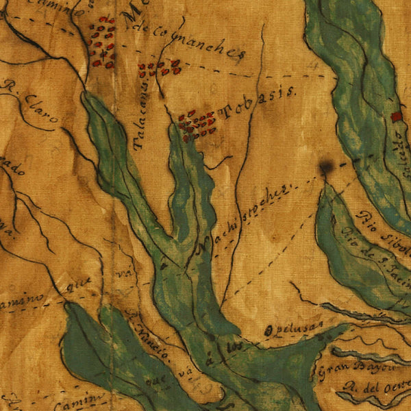 Texas, 1822, Mapa Topografico, Stephen F. Austin Manuscript Map