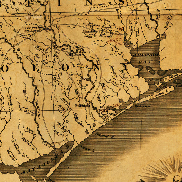Texas, 1830, Stephen F. Austin Map