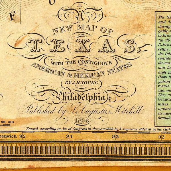 Texas, 1836, Young & Mitchell Map