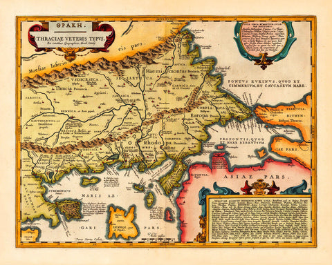 Thrace, Thraciæ Veteris Typvs, ΘΡΑΚΗ, Ortelius Map