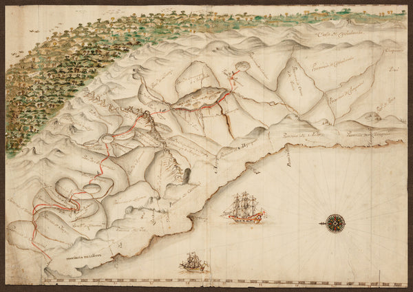 South America, 1700, Andes Routes, Spanish Treasure Fleet, Manuscript Map