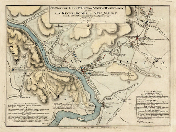 New Jersey, 1777, Battles of Trenton, Princeton, 1776-77, Revolutionary War Map (II)