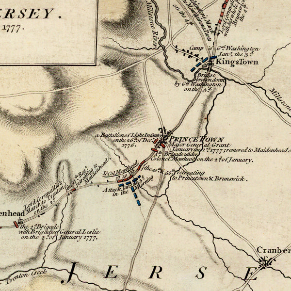 New Jersey, 1777, Battles of Trenton, Princeton, 1776-77, Revolutionary War Map (II)