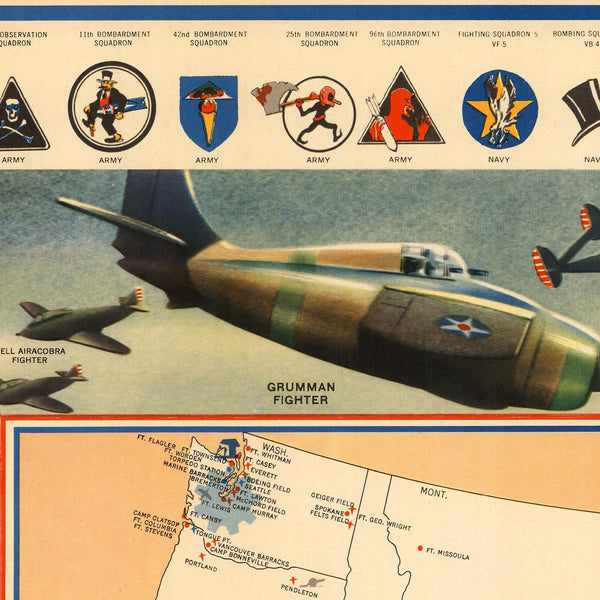 USA, 1942, WWII Defense Map