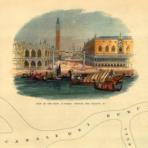 Venice, 1838, Venezia, Venedig, S.D.U.K. Antique Map (I)