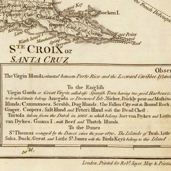 Caribbean, 1775, Virgin Islands, BVI, USVI, Old Map