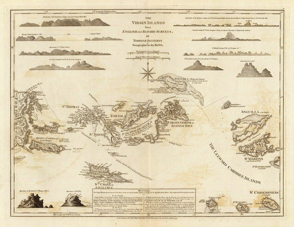 Caribbean, 1775, Virgin Islands, BVI, USVI, Old Map
