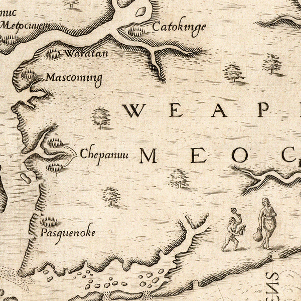 Virginia, 1590, Americæ Pars Nunc Virginia (II), White, De Bry Map