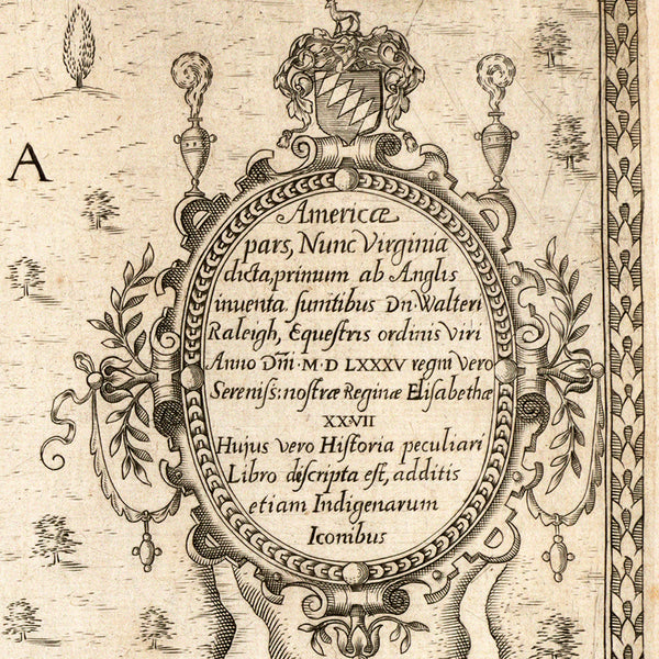 Virginia, 1590, Americæ Pars Nunc Virginia (II), White, De Bry Map