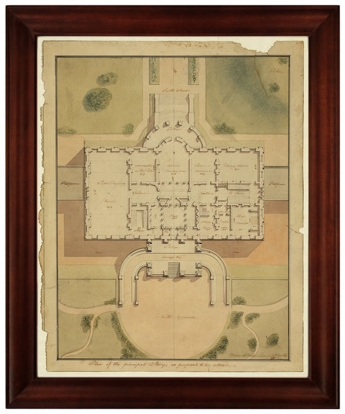 Washington, D.C., 1800s, White House Plan, Watercolor