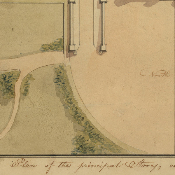 Washington, D.C., 1800s, White House Plan, Watercolor