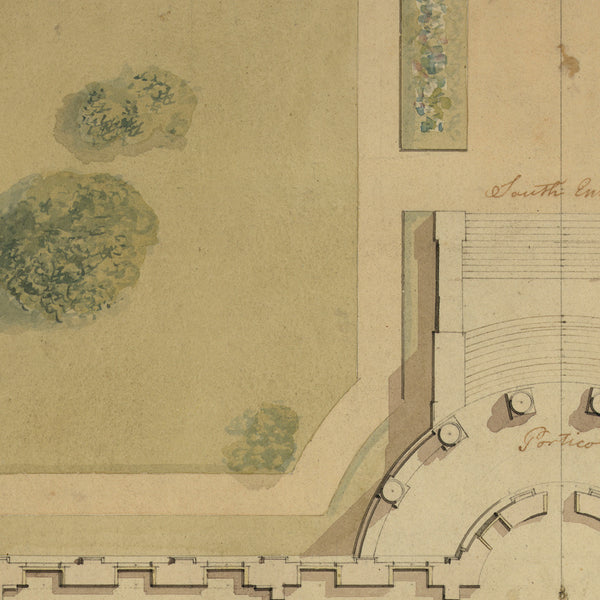 Washington, D.C., 1800s, White House Plan, Watercolor