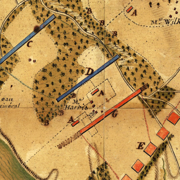 Williamsburg, 1781, Virginia, Battle of Green Spring, Revolutionary War Map