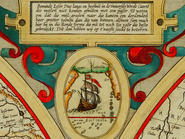 World, 1618, Verhaer, Geographia Restituta, Antique Map