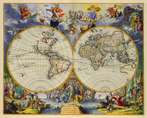 World, 1683, Novissima Totius Terrarum (II), Antique Map