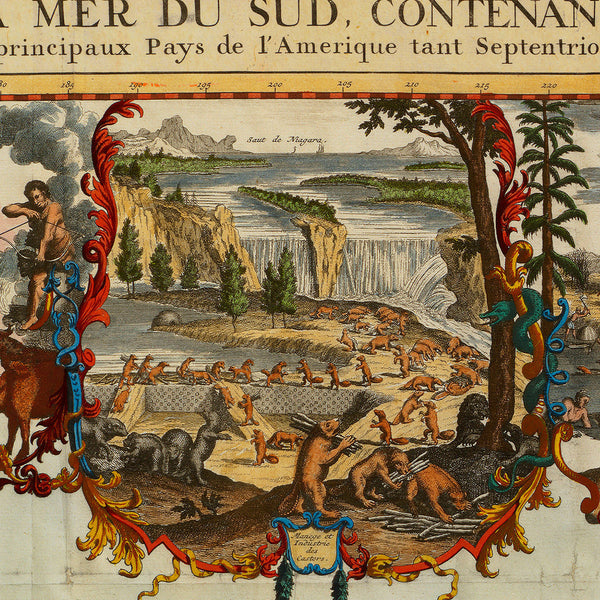 World, 1719, Americas, Pacific, Chatelain, Antique Map