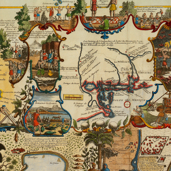 World, 1719, Americas, Pacific, Chatelain, Antique Map