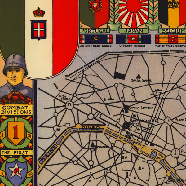 American Expeditionary Force in Europe, WWI Historical Map