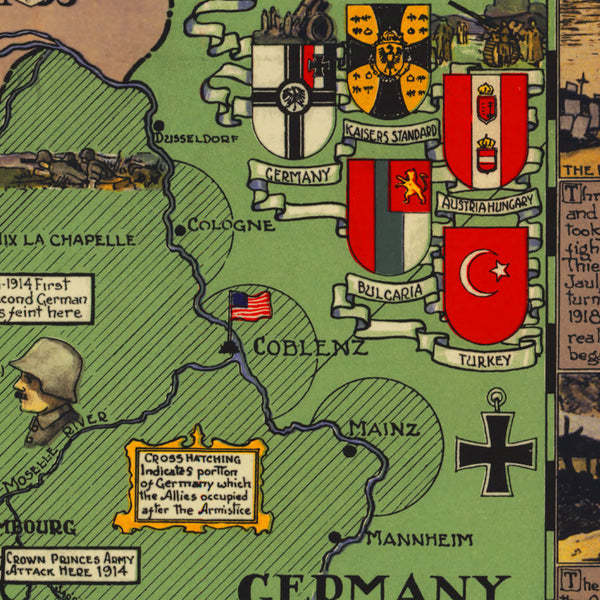 American Expeditionary Force in Europe, WWI Historical Map