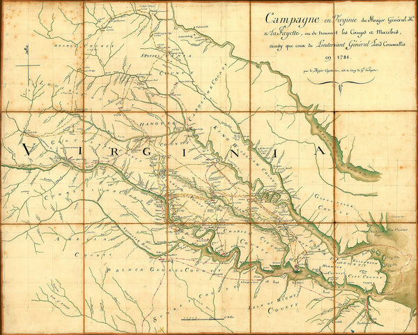 Yorktown, 1781, Lafayette’s Campaign, Cornwallis, Revolutionary War Map
