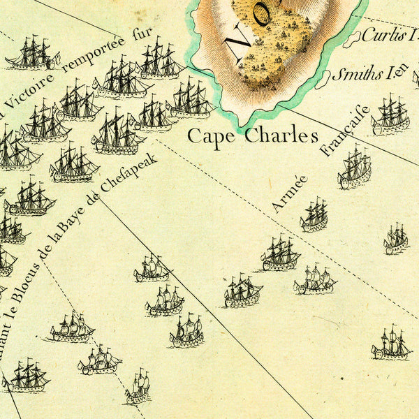 Yorktown, 1781, French Naval Plan (II), Revolutionary War Map