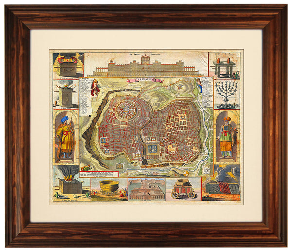 Holy Land, Jerusalem, Biblical Illustrations, Stoopendaal, (4) Framed Maps Set