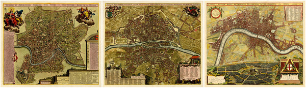 Rome Paris London Old Map Set