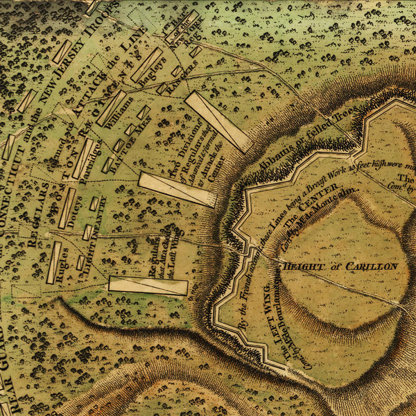 New York, 1758, Ticonderoga, Fort Carillon, French & Indian War Map