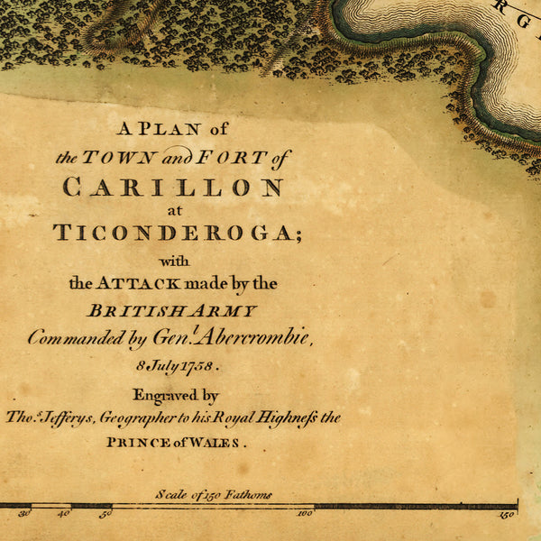 New York, 1758, Ticonderoga, Fort Carillon, French & Indian War Map