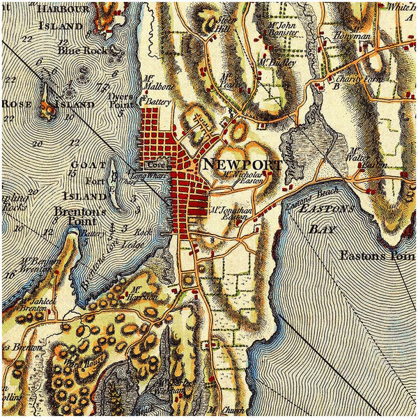 New England, 1777, Narragansett Bay, Rhode Island, Gaspée Affair, Revolutionary Era Map