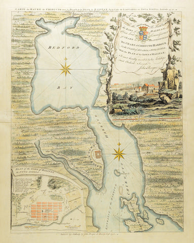 Canada, 1750, Halifax, Nova Scotia, John Rocque Map
