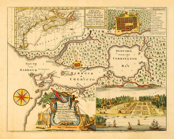 Canada, 1750, Halifax, Nova Scotia, Plan, View & Map (I)